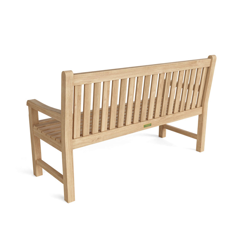 Classic Natural Teak 59" Outdoor Bench with Backrest