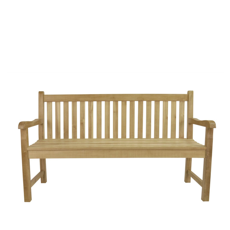 Classic Natural Teak 59" Outdoor Bench with Backrest