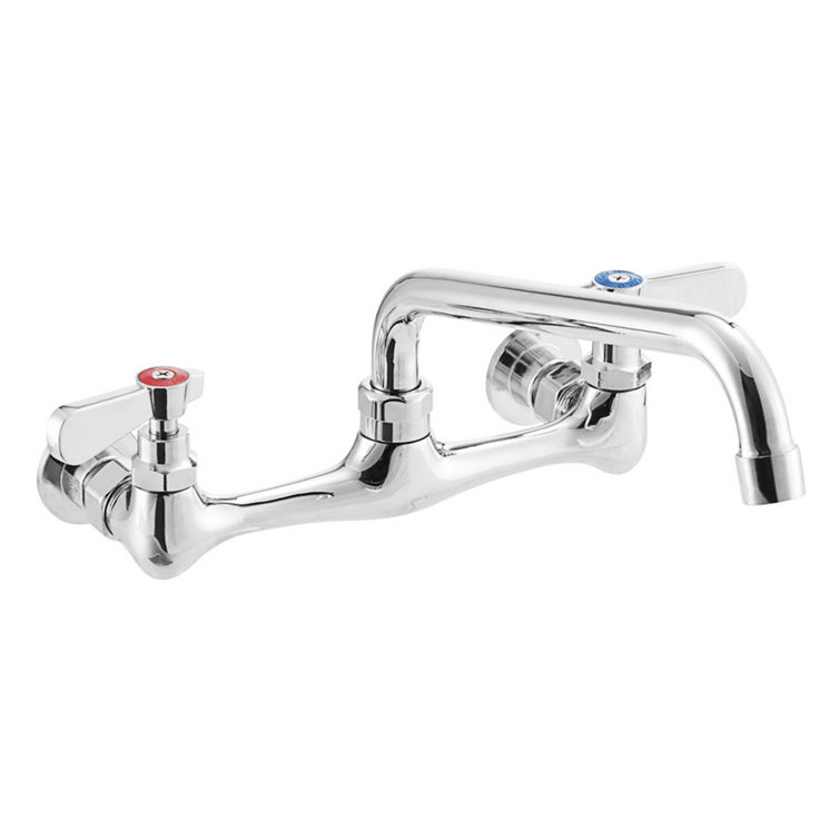 Chrome 8" Wall Mount Kitchen Faucet with Swivel Spout