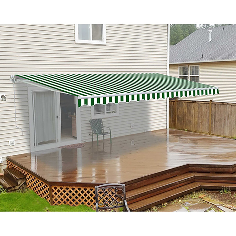Silver Gray 13 x 10 ft Retractable Patio Awning with White Aluminum Frame
