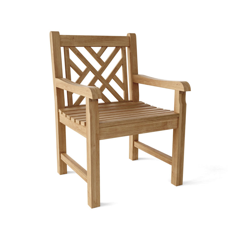 Vilano Teak Outdoor Dining Armchair with Crisscross Back
