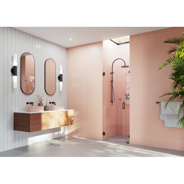 Illume 33.25 in. x 78 in. Frameless Matte Black Glass Shower Door