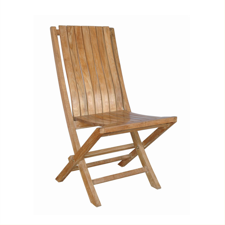 Teak Armless Outdoor Folding Dining Chair with Cushions