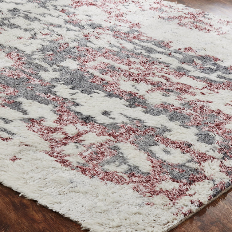 Handmade Gray Wool Abstract Shag Area Rug 2' x 3'