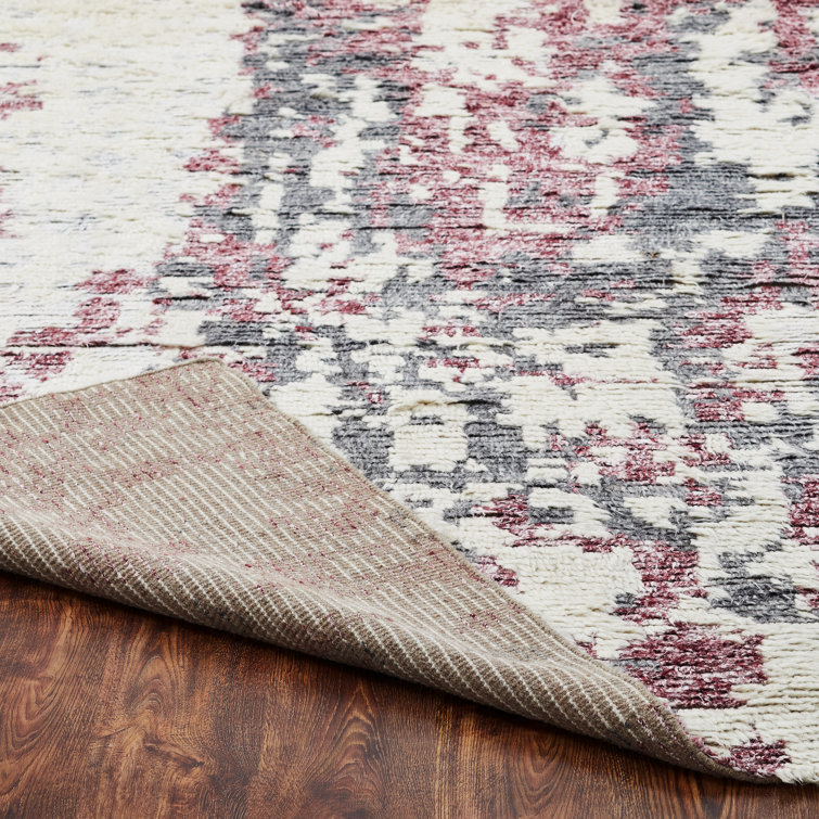 Handmade Gray Wool Abstract Shag Area Rug 2' x 3'