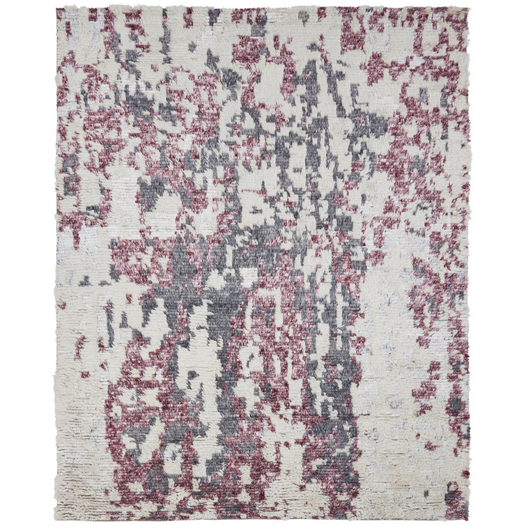 Handmade Gray Wool Abstract Shag Area Rug 2' x 3'