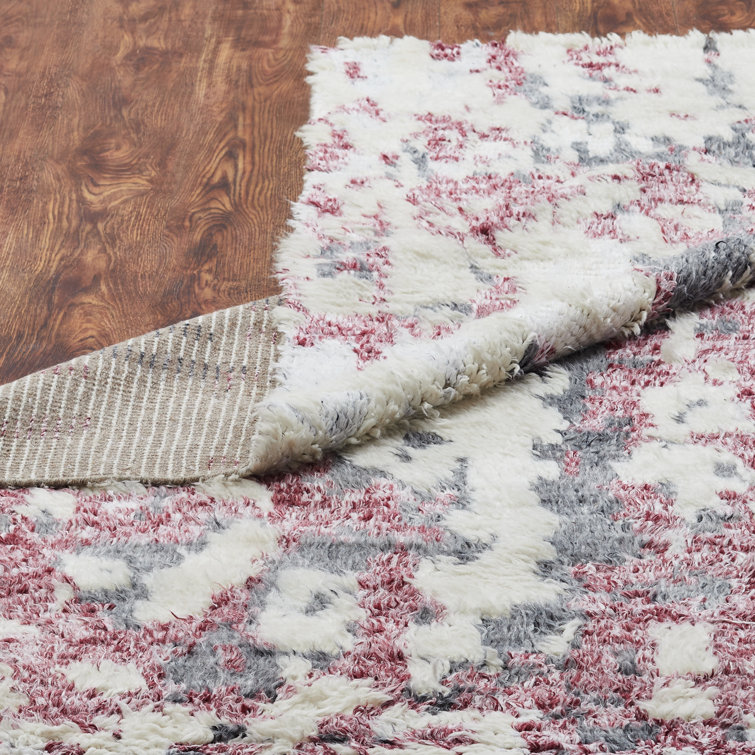 Handmade Gray Wool Abstract Shag Area Rug 2' x 3'