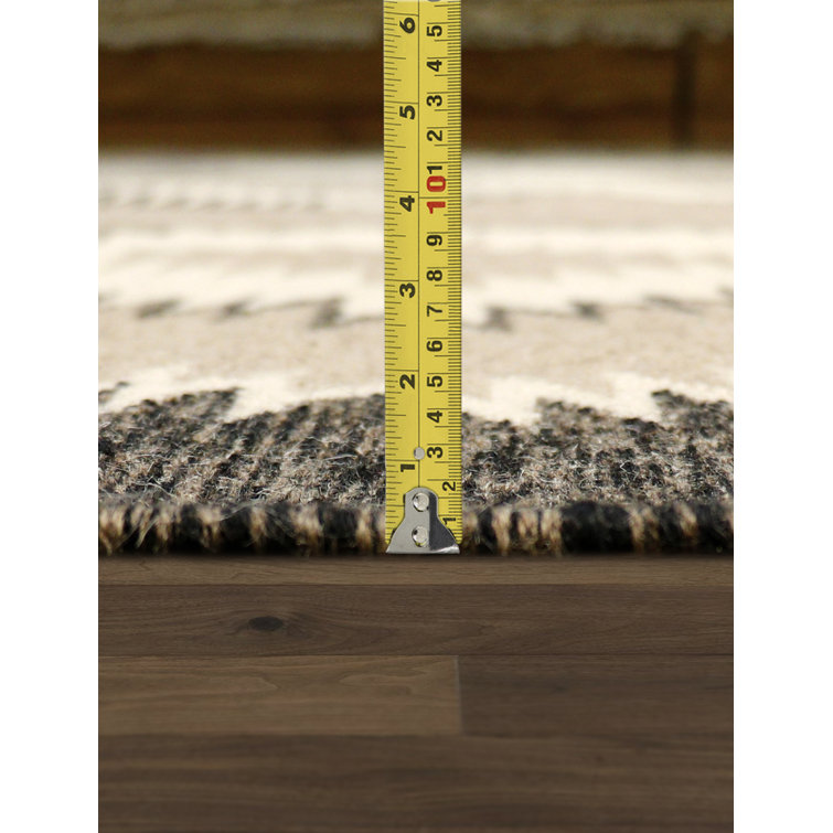 Hand-Knotted Geometric Wool Area Rug 8' x 10' Light Beige