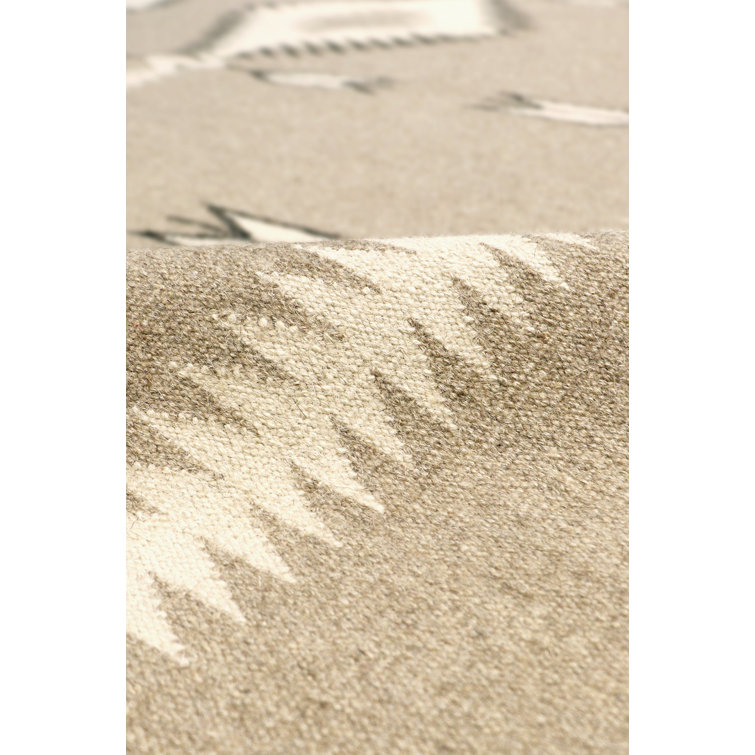 Hand-Knotted Geometric Wool Area Rug 8' x 10' Light Beige