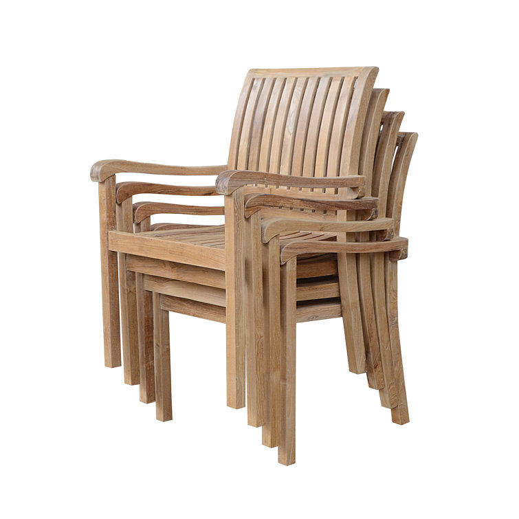 Aspen Teak Wood Stackable Outdoor Dining Armchair Set