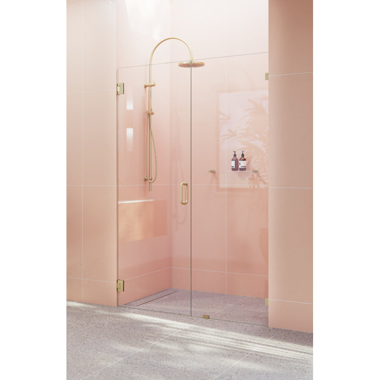 Illume 54" x 78" Frameless Glass Shower Door with Satin Brass Hardware