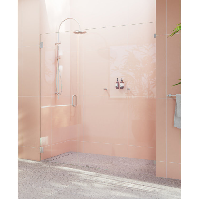 Illume 70.25 in. x 78 in. Frameless Clear Glass Shower Door with Brushed Nickel Hardware