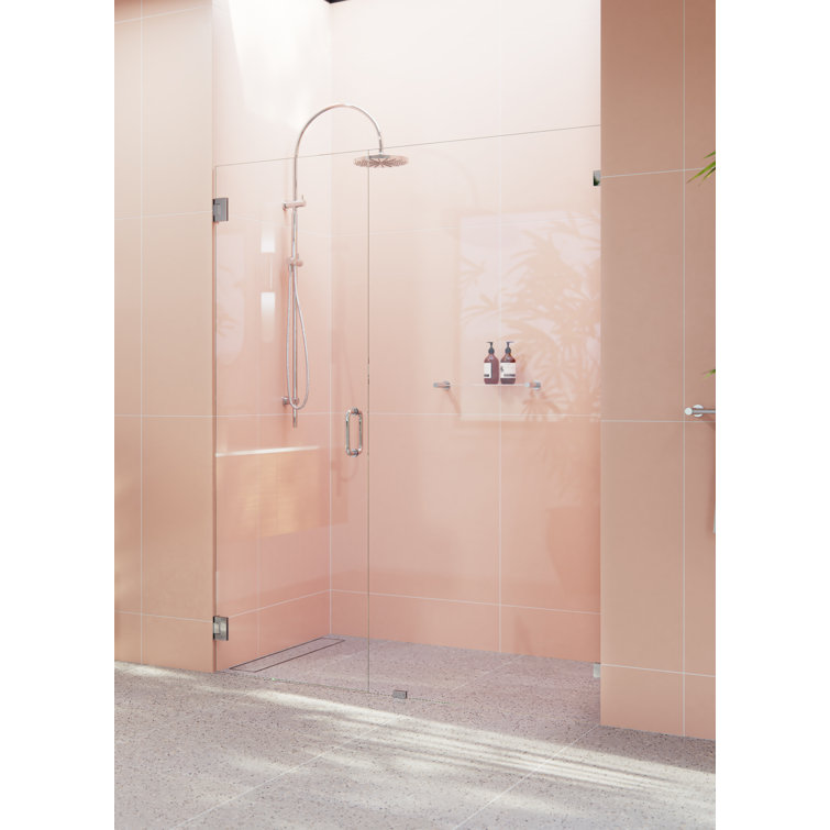 Illume 60.75 in x 78 in Frameless Clear Glass Shower Door with Polished Chrome Hardware