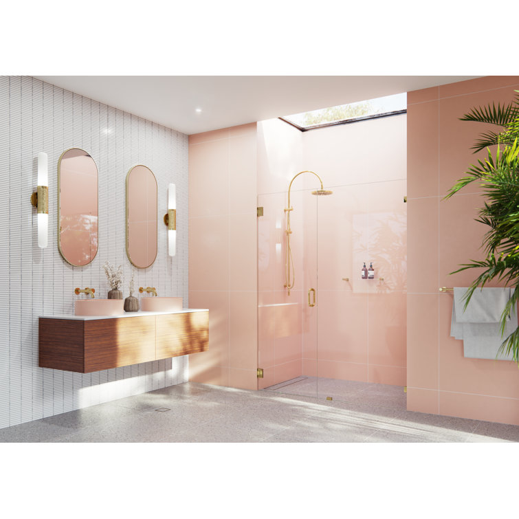 Illume 55.75" x 78" Frameless Shower Door with Polished Brass Finish
