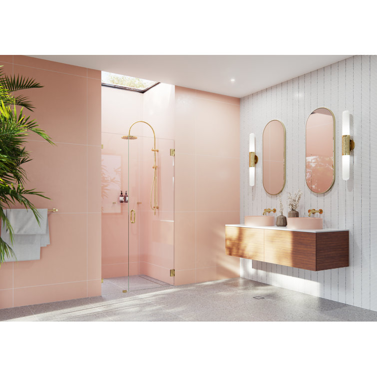 Polished Brass Frameless Glass Shower Door, 36.5" x 78"