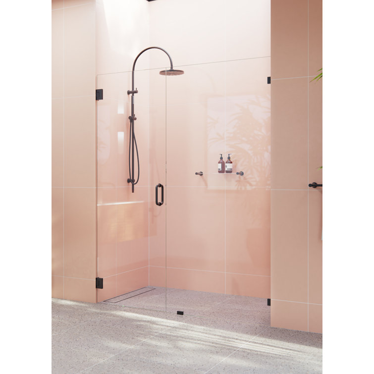 Matte Black Frameless Shower Door with Clear Glass Panels, 78" x 64.5"