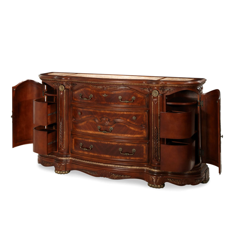 Transitional Honey Walnut Dresser with Mirror and Dovetail Drawers