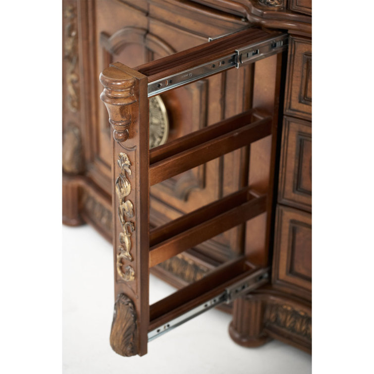 Classic Chestnut Birch Dresser with Mirror and Storage