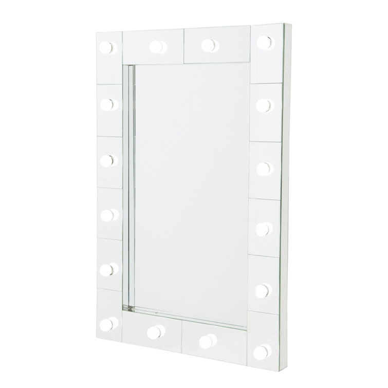Montreal Contemporary Rectangular Wood Vanity Mirror with LED