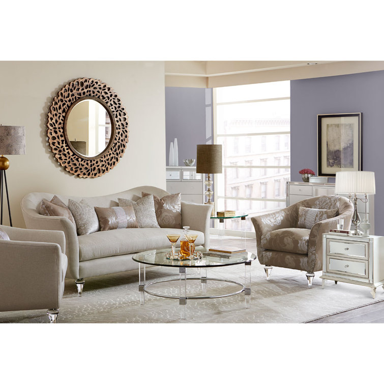 Frost Ivory Mirrored 8-Drawer Upholstered Dresser