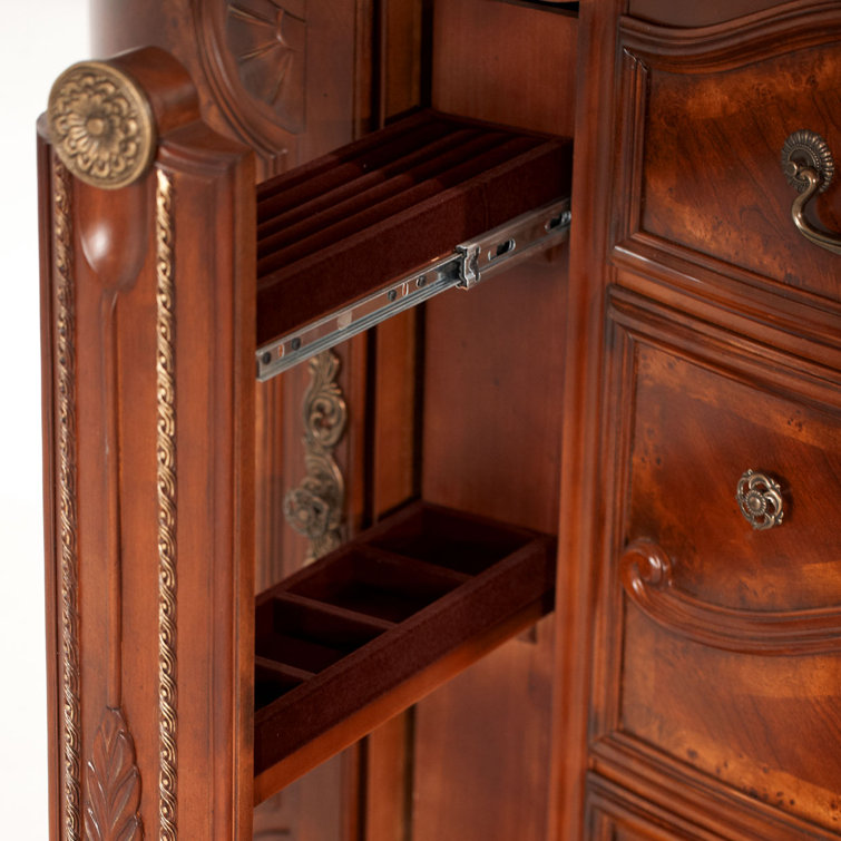 Transitional Honey Walnut Dresser with Mirror and Dovetail Drawers