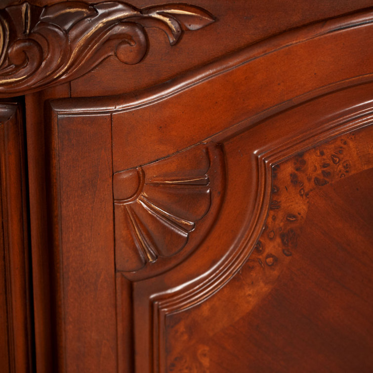 Transitional Honey Walnut Dresser with Mirror and Dovetail Drawers
