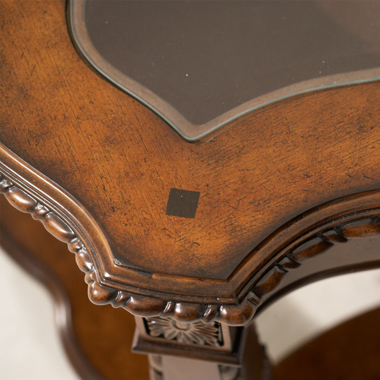Traditional Windsor Court 54'' Brown Wood and Glass Coffee Table with Storage