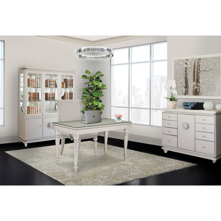 Ivory Double Dresser with Soft Close Drawers and Crystallized Facets