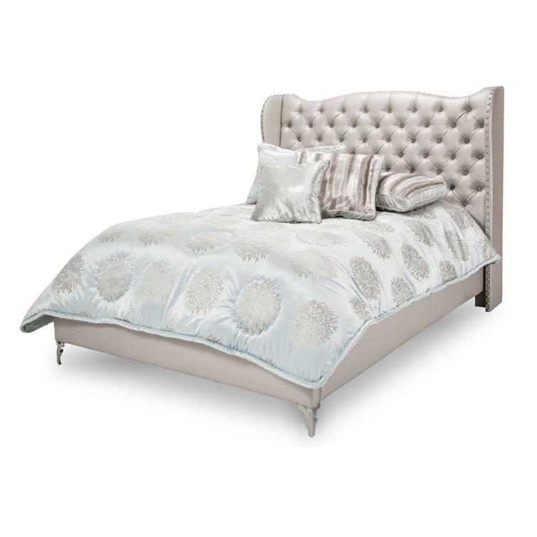 Frost King-Size Vegan Leather Tufted Bed with Nailhead Trim