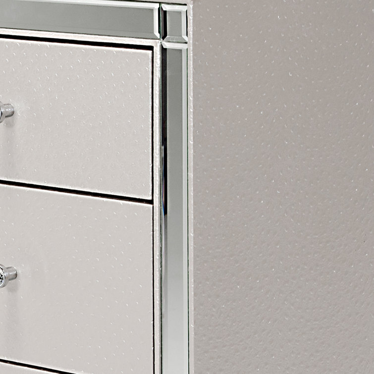 Frost Ivory Mirrored 8-Drawer Upholstered Dresser