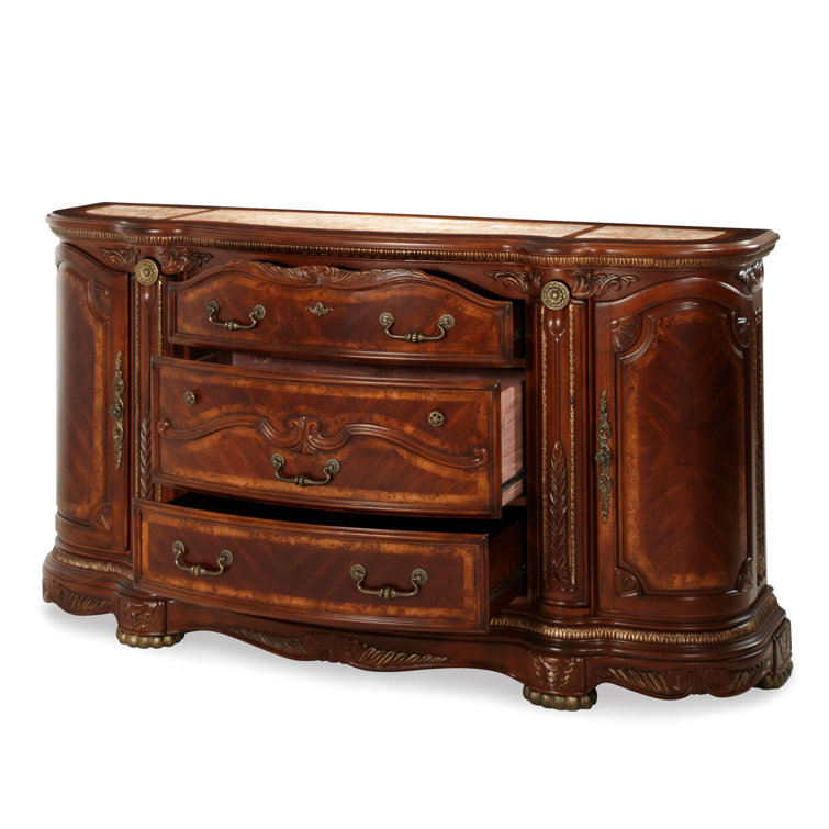 Transitional Honey Walnut Dresser with Mirror and Dovetail Drawers