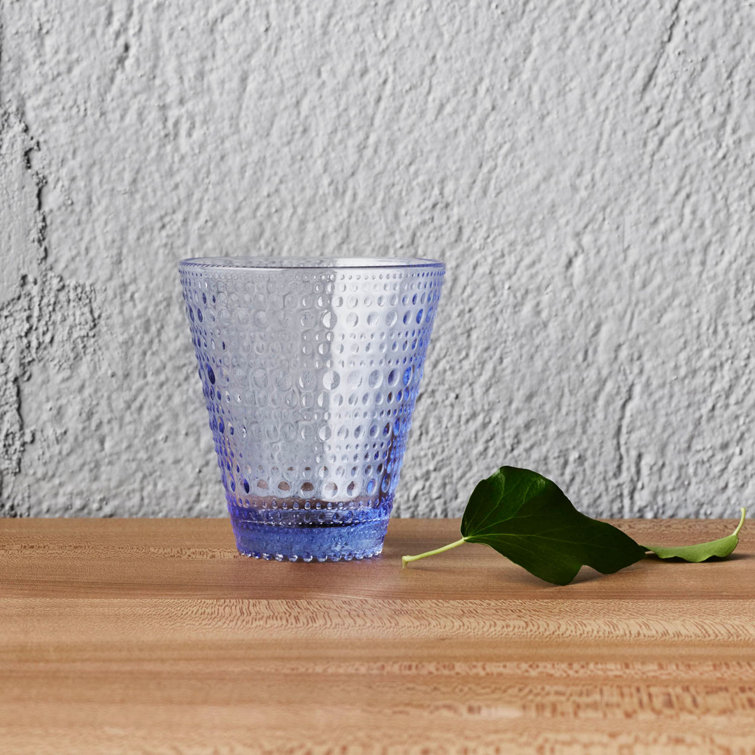 Aqua Glass Dewdrop Design 10 oz. Drinking Tumblers Set of 2