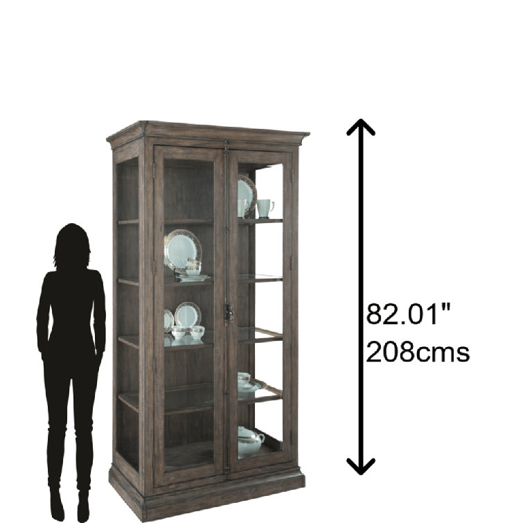 Laney Traditional Lighted Gray-Brown Curio Cabinet