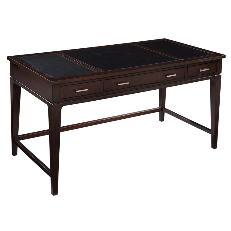 Transitional Brown 60" Wood Home Office Desk with 3 Drawers
