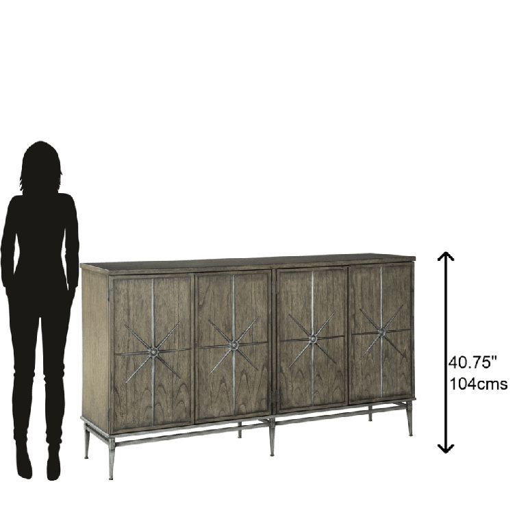 Transitional Beige and Silver 72" Star Overlay Entertainment Center