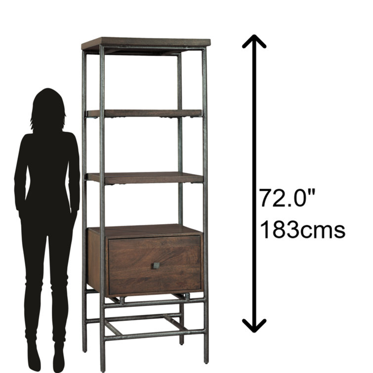 Sedona Transitional 3-Tier Adjustable Wood Bookcase in Brown