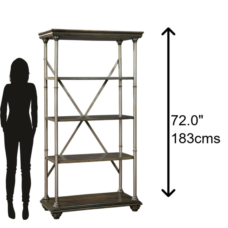 Cambridge Transitional Black and Brown Etagere Bookcase