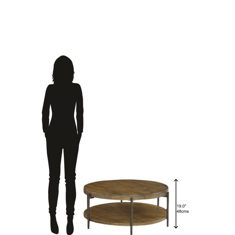 Transitional 41'' Round Walnut Coffee Table with Storage