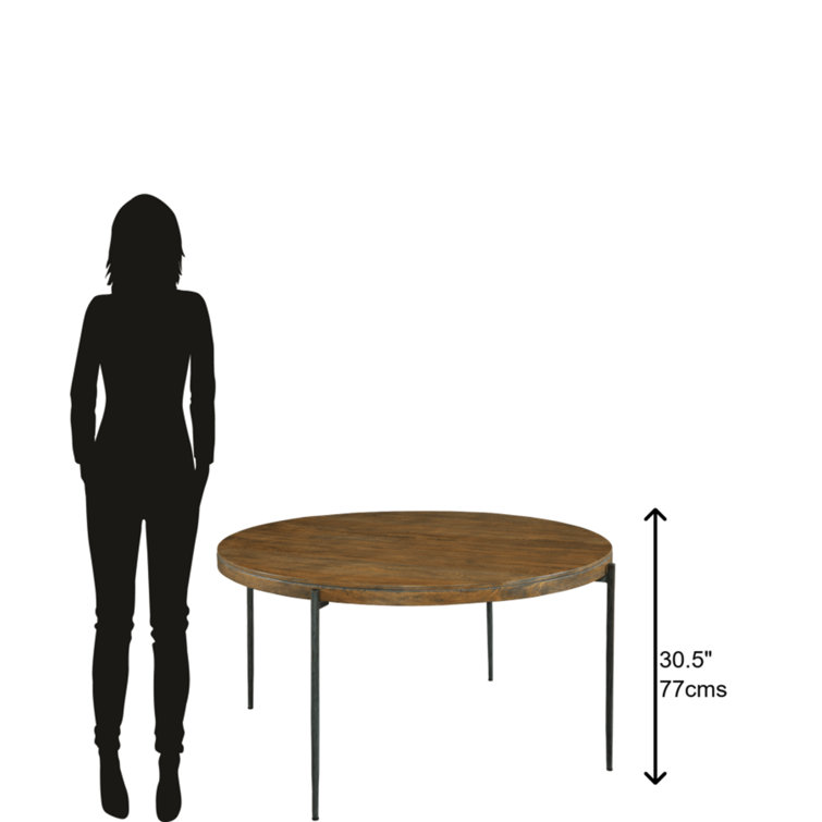 Transitional Bedford 56" Round Extendable Dining Table in Brown Wood