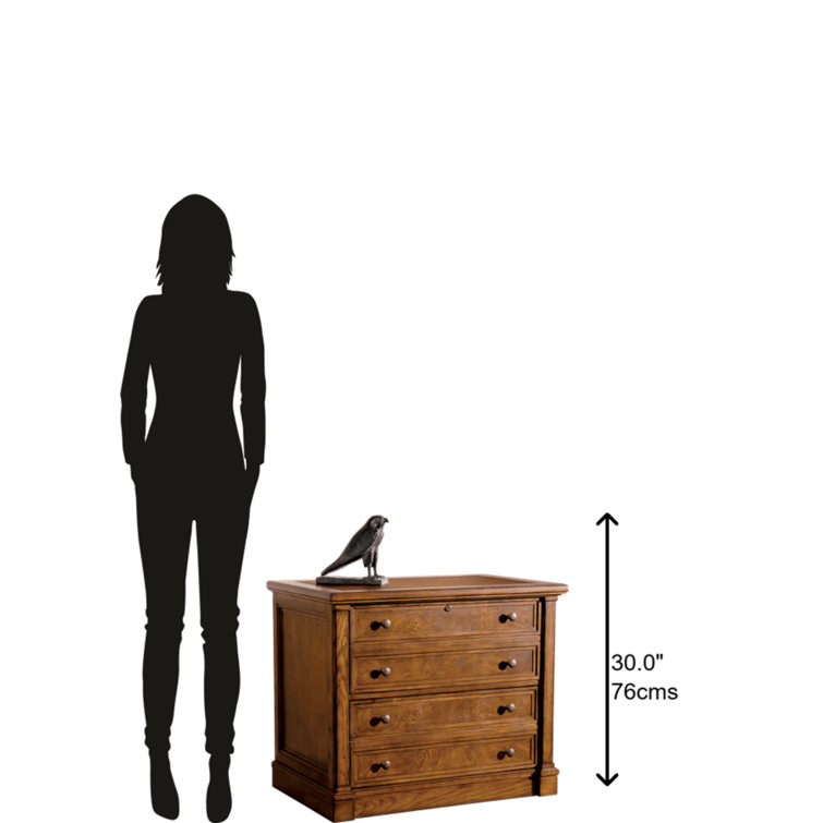 Brown Traditional 2-Drawer Lockable Mobile Lateral Filing Cabinet