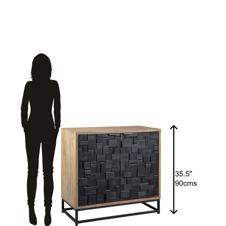 Black Parquet Pattern Solid Wood Storage Cabinet