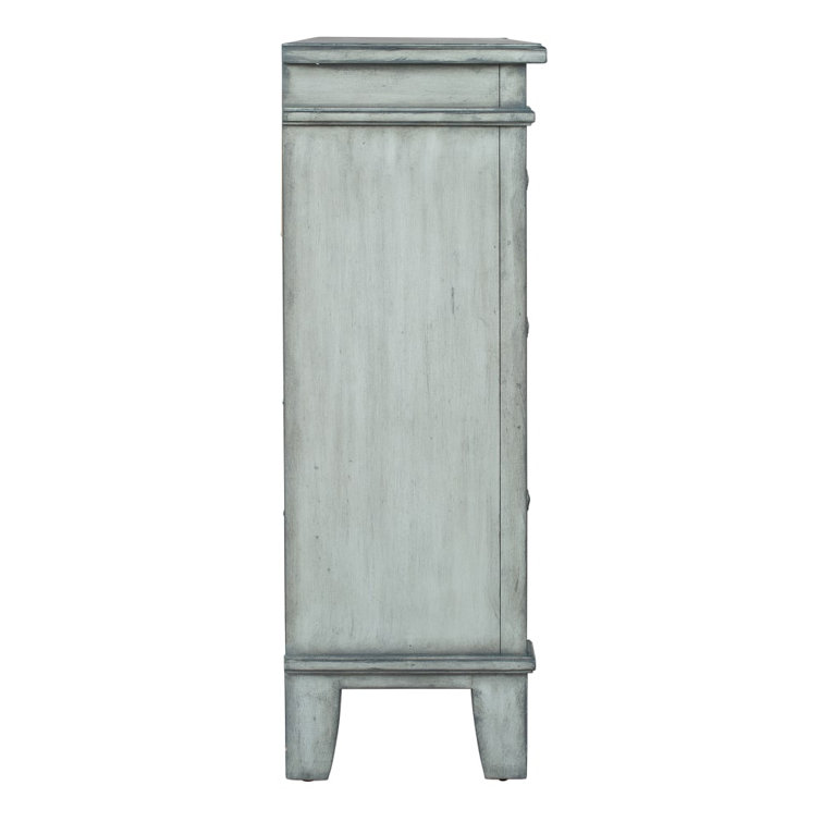 Transitional Gray 44" Solid Wood Apothecary Storage Cabinet