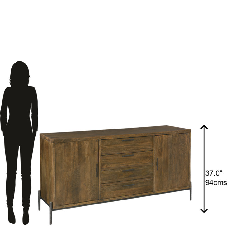 Bedford Transitional 68'' Brown Mango Wood Sideboard with Storage
