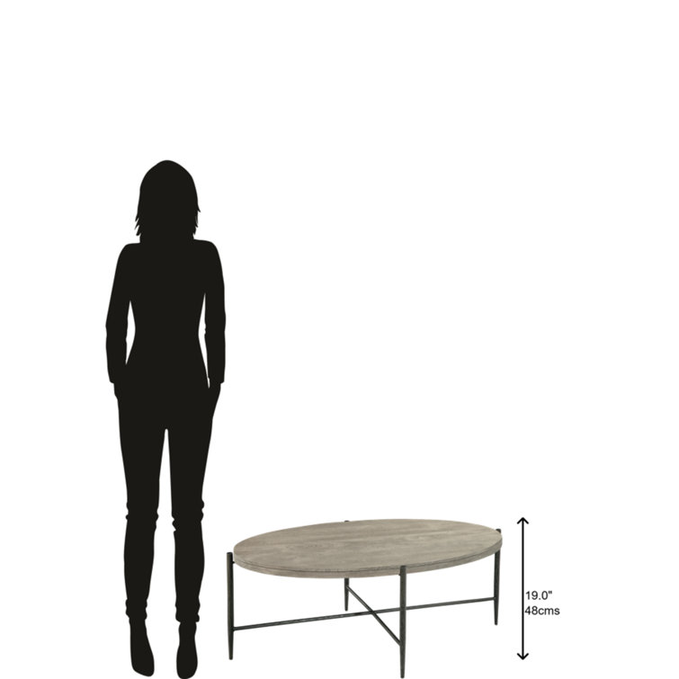 Bedford Park 50'' Gray and Black Transitional Oval Coffee Table