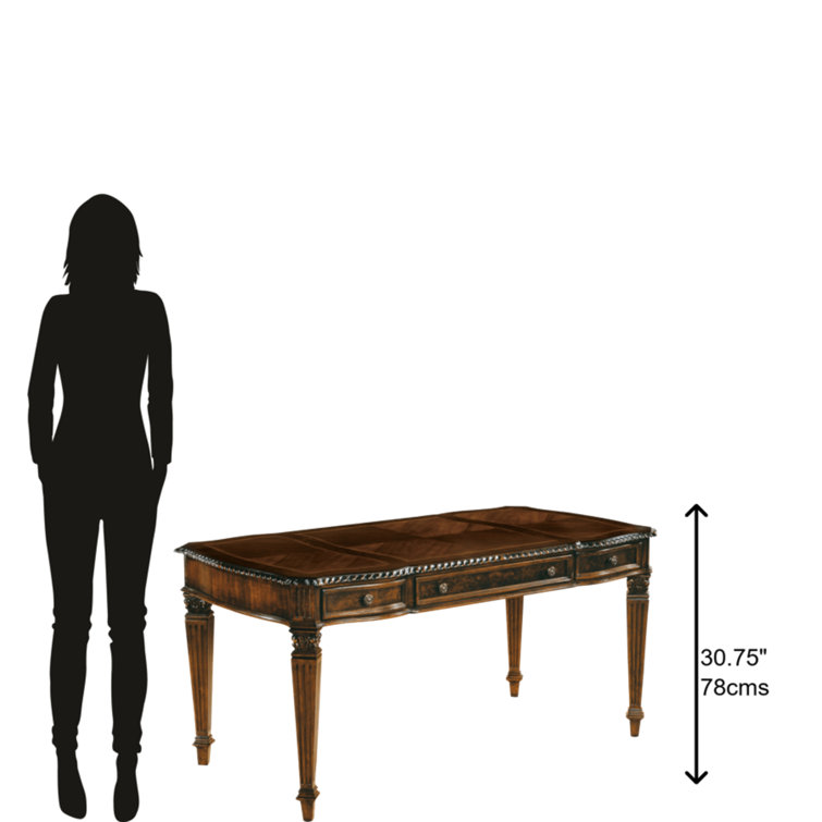 Traditional Old World Walnut Executive Desk with Keyboard Tray and Drawers