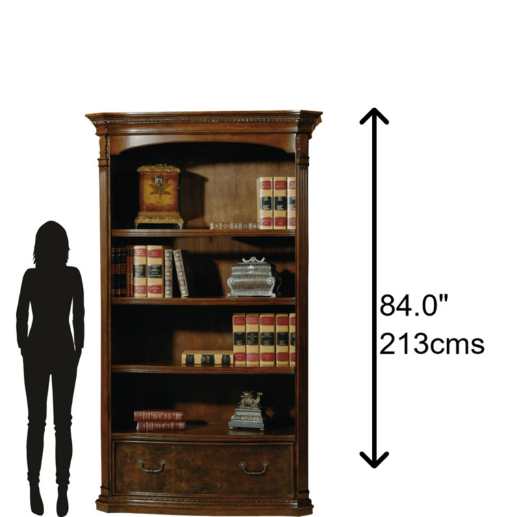 Traditional Old World Walnut Adjustable Bookcase with Drawers