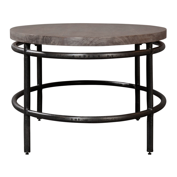 52" Black and Gray Oval Wood Coffee Table with Storage