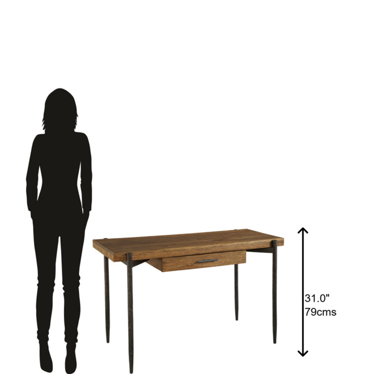 Transitional Industrial Black Writing Desk with Drawer