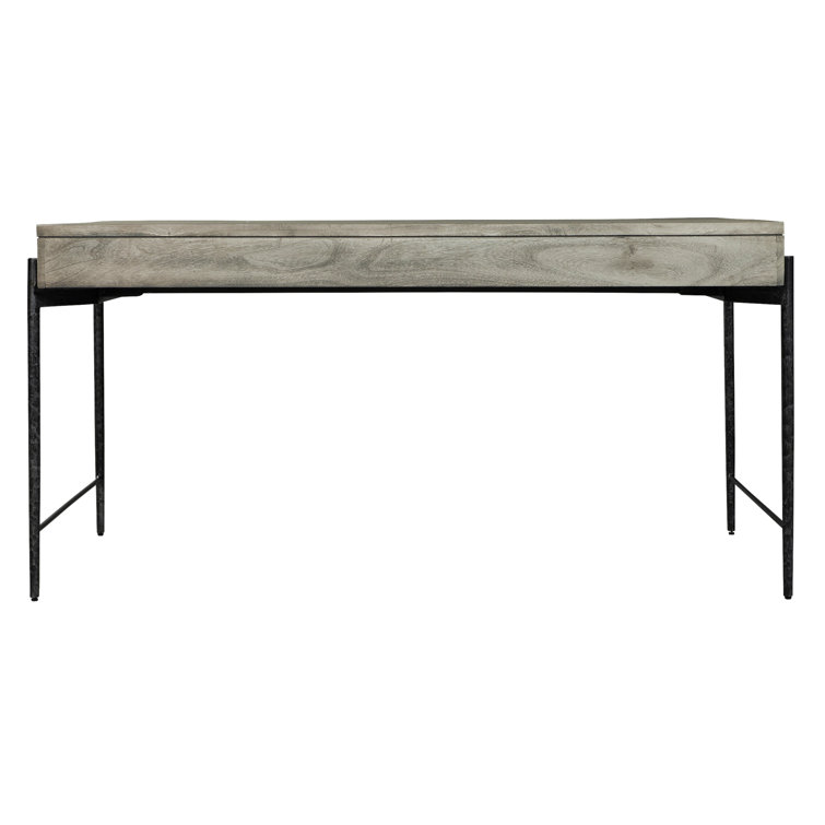 Bedford Gray Solid Mango Wood Transitional Home Office Desk with 3 Drawers