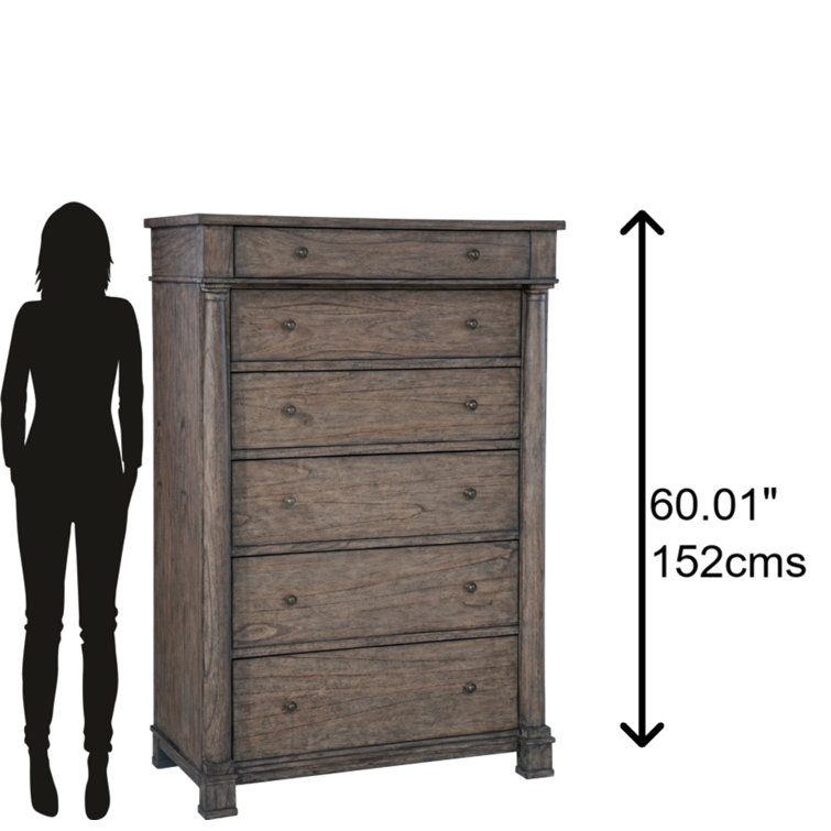 Farmhouse Charm Gray and Brown 6-Drawer Tall Chest with Soft Close